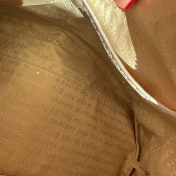 Kate Spade Beige linen  and White Leather Satchel - Picture 9 of 15